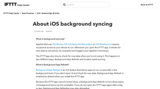 
                            2. About iOS background syncing – IFTTT Help Center