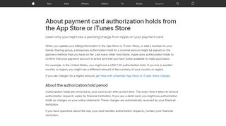
                            6. About payment card authorization holds from the App Store or iTunes ...