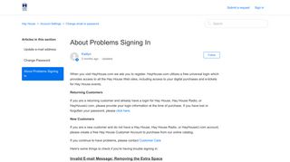 
                            5. About Problems Signing In – Hay House