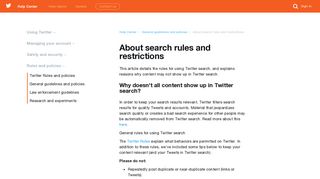 
                            6. About search rules and restrictions - Twitter support