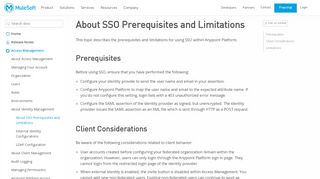 
                            11. About SSO Prerequisites and Limitations | MuleSoft Documentation