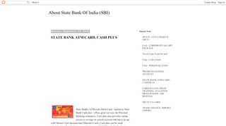 
                            6. About State Bank Of India (SBI): STATE BANK ATM CARD, CASH PLUS