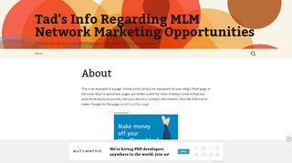 
                            8. About | Tad's Info Regarding MLM Network Marketing Opportunities