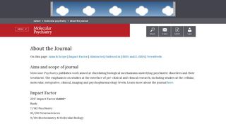 
                            4. About the Journal | Molecular Psychiatry - Nature