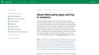 
                            3. About third-party applications and log in sessions - Twitter support