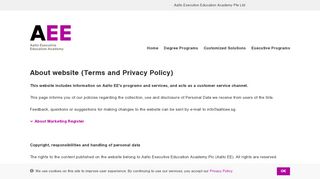 
                            10. About website (Terms and Privacy Policy) - Aalto EE APAC