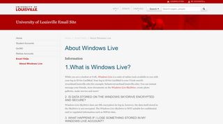 
                            9. About Windows Live — University of Louisville Email Site