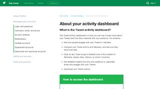 
                            7. About your activity dashboard - Twitter support