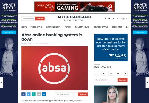 
                            11. Absa online banking system is down - MyBroadband