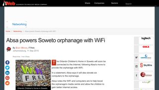 
                            8. Absa powers Soweto orphanage with WiFi | ITWeb