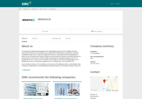 
                            11. absence.io als Arbeitgeber | XING Unternehmen