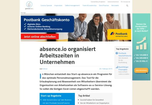 
                            6. absence.io organisiert Arbeitszeiten in Unternehmen - - Für-Gründer.de