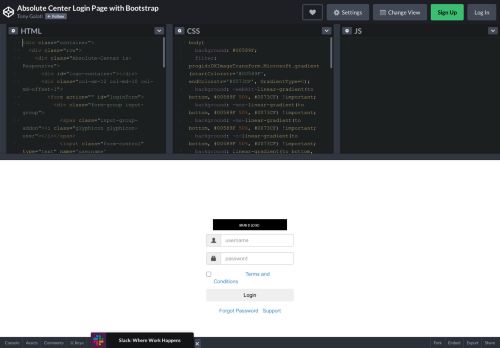 
                            4. Absolute Center Login Page with Bootstrap - CodePen