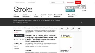 
                            11. Abstract WP161: Early Short Physical Performance Battery (SPPB ...