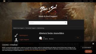 
                            2. Absturz beim Anmelden – Blade & Soul Support