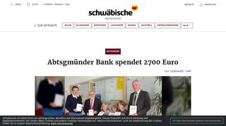 
                            9. Abtsgmünder Bank spendet 2700 Euro - Schwäbische Zeitung