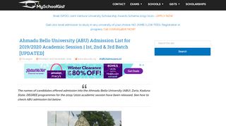 
                            6. ABU Admission List 2018/2019 | 1st Batch, 2nd Batch & 3rd Batch