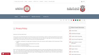 
                            8. Abu Dhabi Police GHQ - e-Services - Privacy Policy