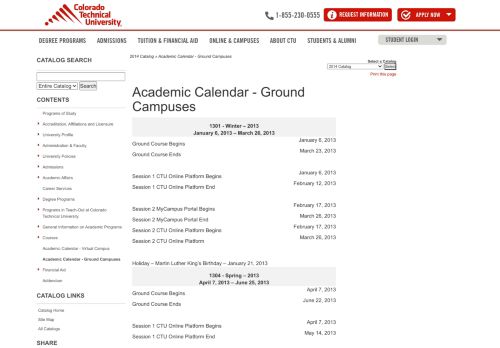
                            7. Academic Calendar - Colorado Tech Course Catalog - CTU ...