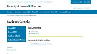 
                            1. Academic Calendar | University of Houston-Clear Lake