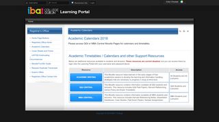 
                            12. Academic Calendars - IBAT College Learning Portal