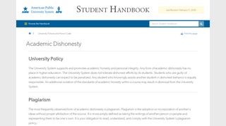 
                            7. Academic Dishonesty - American Public University System