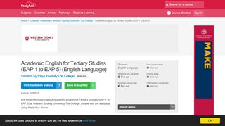 
                            12. Academic English for Tertiary Studies (EAP 1 to EAP 5) at Western ...