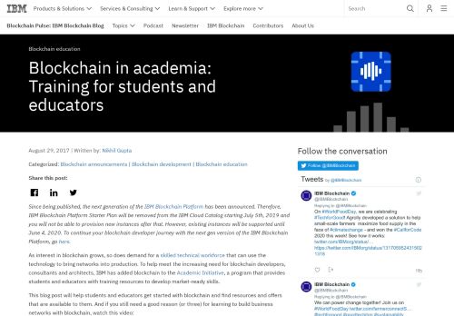 
                            11. Academic Initiative: Blockchain for students and educators - IBM