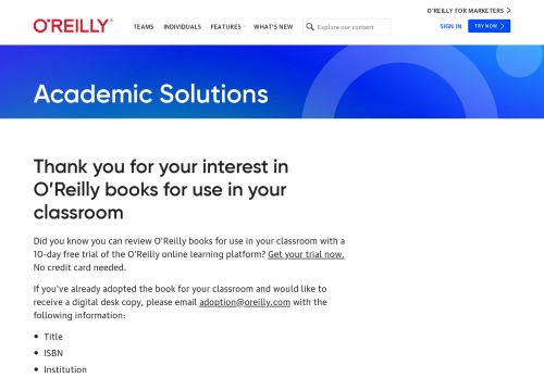 
                            2. Academic Solutions - O'Reilly Media