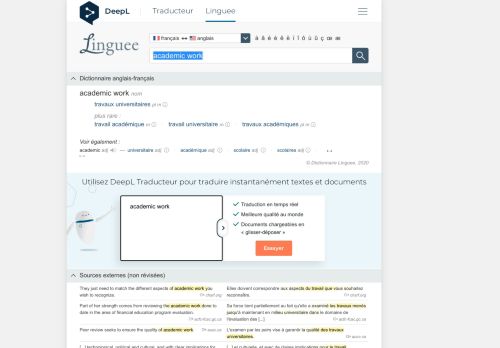 
                            9. academic work - Traduction française – Linguee