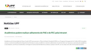 
                            3. Acadêmicos podem realizar aditamento do PAE e do PEC pela ... - UPF