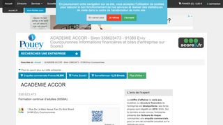 
                            10. ACADEMIE ACCOR - Siren 338623473 - 91080 Courcouronnes ...