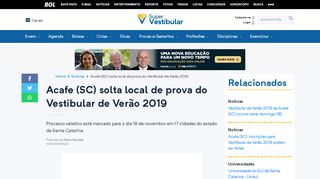 
                            9. Acafe (SC) solta local de prova do Vestibular de Verão 2019