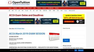 
                            8. ACCA Exam Dates - March and June 2019 Exams, ACCA deadlines