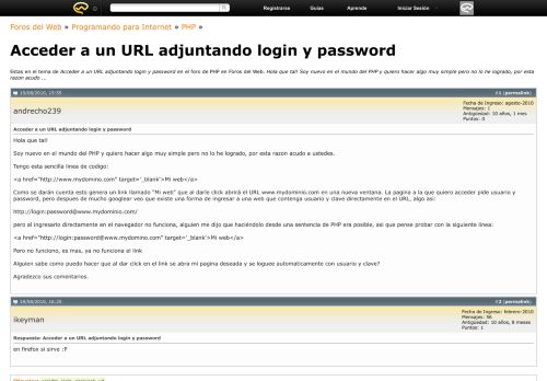 
                            2. Acceder a un URL adjuntando login y password - Foros del Web