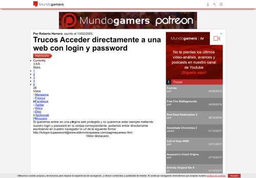 
                            3. Acceder directamente a una web con login y password - Mundogamers