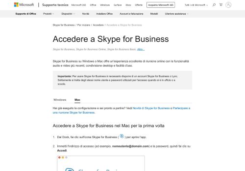 
                            4. Accedere a Skype for Business - Supporto di Office