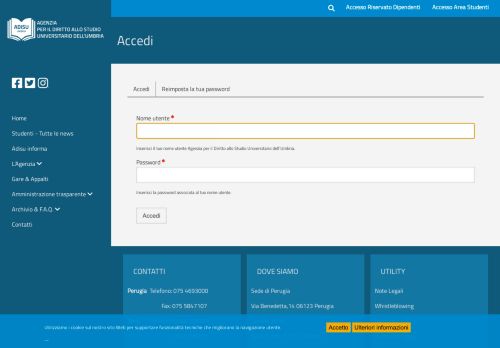 
                            4. Accedi | Agenzia per il Diritto allo Studio Universitario ... - Adisu Umbria
