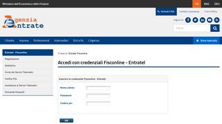 
                            2. Accedi con credenziali Fisconline / Entratel
