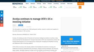 
                            7. Accelya continues to manage IATA's SIS e-invoicing initiative | Benzinga