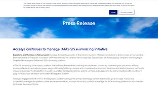 
                            6. Accelya continues to manage IATA's SIS e-invoicing initiative