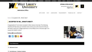 
                            5. Accepted to WL...What's Next? - West Liberty University