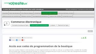 
                            6. Accès aux codes de programmation de la boutique - Zone votresite.ca