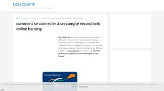 
                            8. Accès compte Recordbank online banking - Mon compte en Belgique