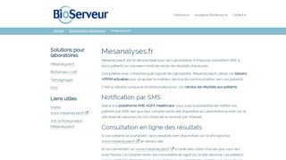 
                            7. Accès en ligne de résultats patients : www.mesanalyses.fr - BioServeur
