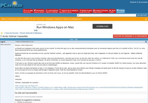 
                            6. Accès Hotmail impossible - Forum PC Astuces
