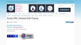 
                            2. Accès IPN, l'intranet d'Air France | SNPNC