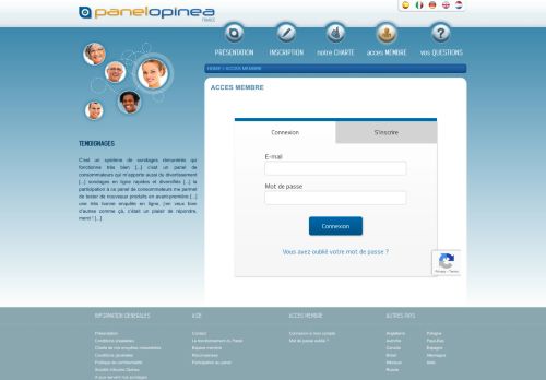 
                            1. Accès membre pour le panéliste | Panel Opinea