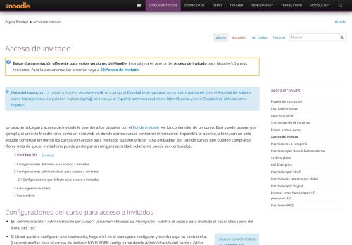 
                            12. Acceso de invitado - MoodleDocs - Moodle.org