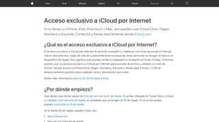 
                            9. Acceso exclusivo a iCloud por Internet - Soporte técnico de Apple